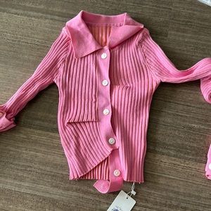 Pink detachable sleeves top